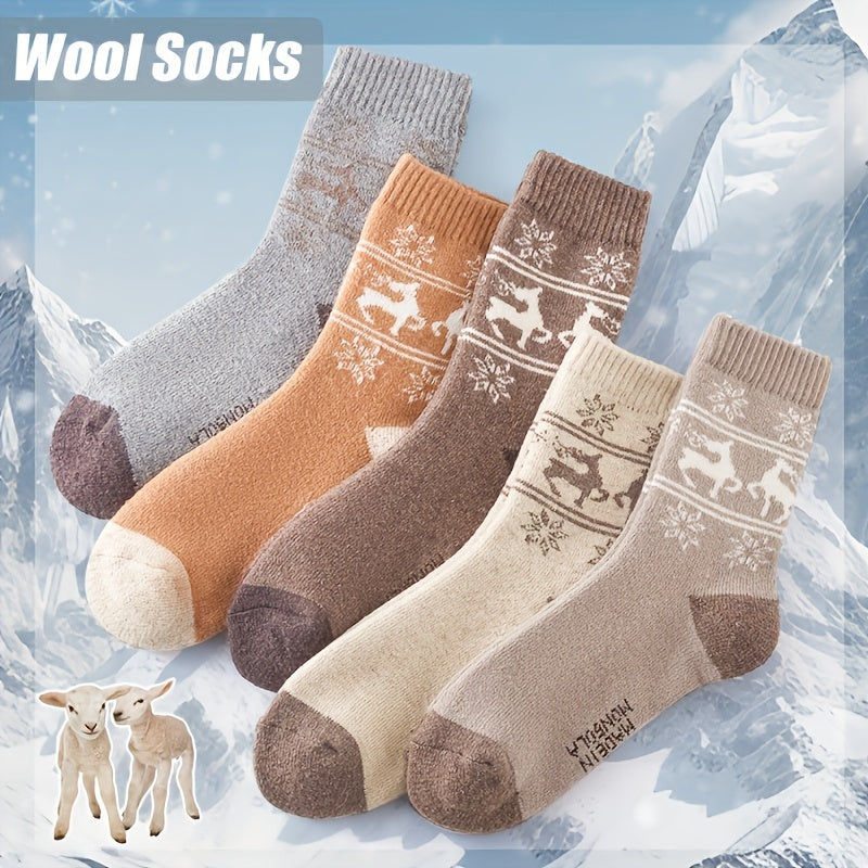 NNETM Women's Thermal Wool Christmas Socks (5 Pairs)-4