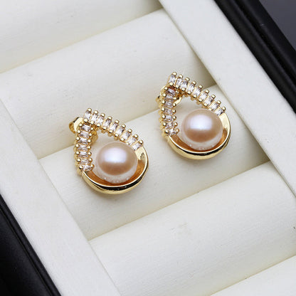 Genuine Freshwater Pearl Statement Teardrop Earrings in Gold-3