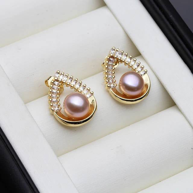 Genuine Freshwater Pearl Statement Teardrop Earrings in Gold-2
