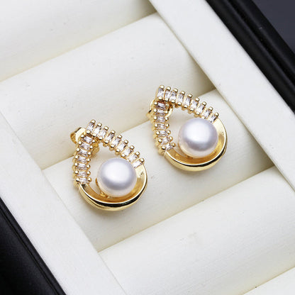 Genuine Freshwater Pearl Statement Teardrop Earrings in Gold-0